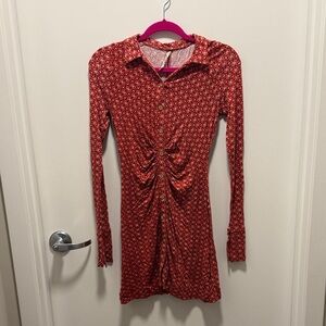 Free People Red Long Sleeve Dress